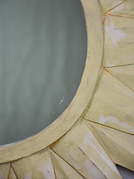 Mid century French sunburst mirror with painted frame 30¾"