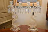 Pair of late 19th century crystal candlesticks attributed to Lalique