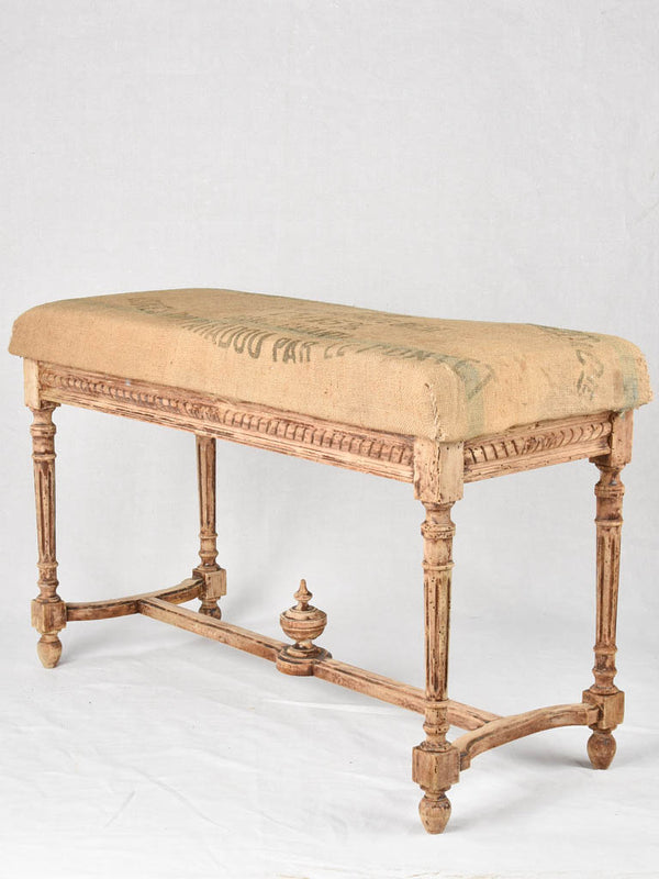 Louis XVI style bench with jute sacking 23¾"