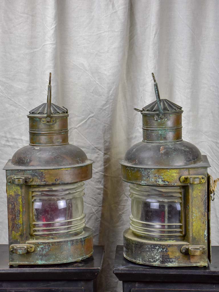 Pair of antique boat lanterns - 1908 Genova