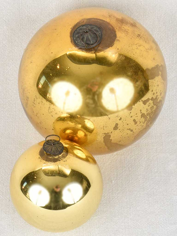 Two antique mercury glass baubles 7½" and 4¾"