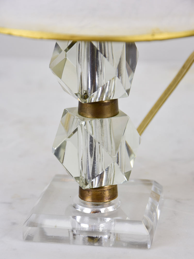 Pair of miniature mid-century table lamps with glass base