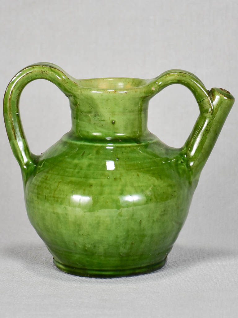 Small water pitcher with green glaze from the 1950s 5½"