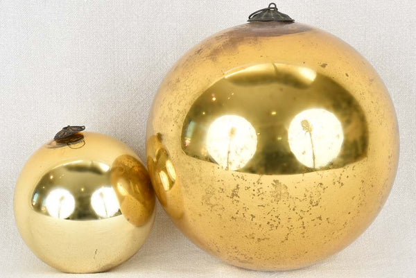 Two antique mercury glass baubles 7½" and 4¾"