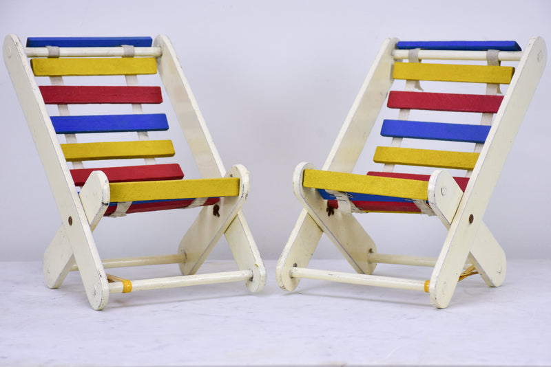 Miniature French vintage deck chairs