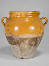 Antique French confit pot with yellow glaze 10¼"