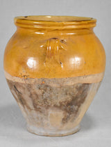 Antique French confit pot with yellow glaze 10¼"