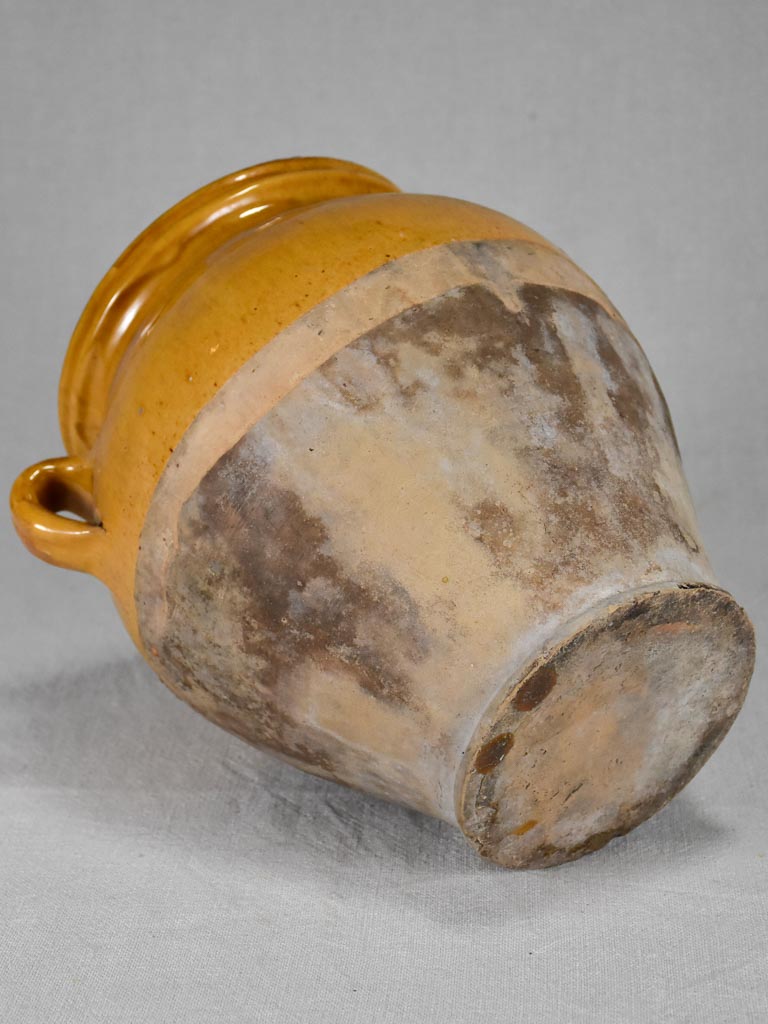 Antique French confit pot with yellow glaze 10¼"