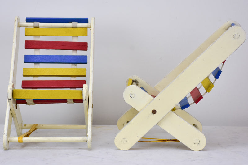 Miniature French vintage deck chairs