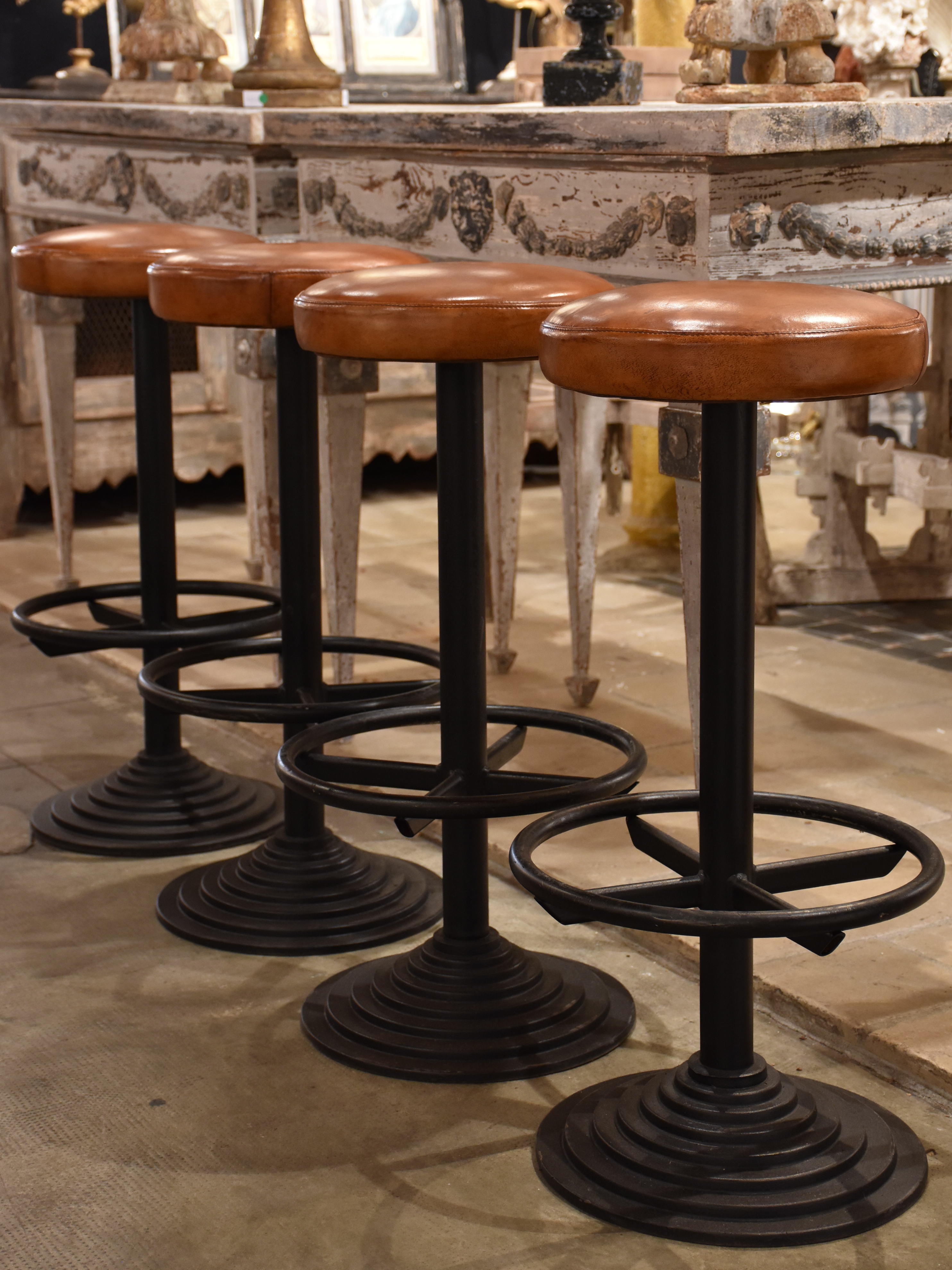 Set of leather barstools with footrest – 1960’s