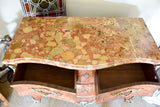 Antique Louis XV style commode with marquetry and marble top