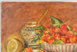 Vintage still life painting w/ strawberries - Signed C. Goot - 13" x 18"