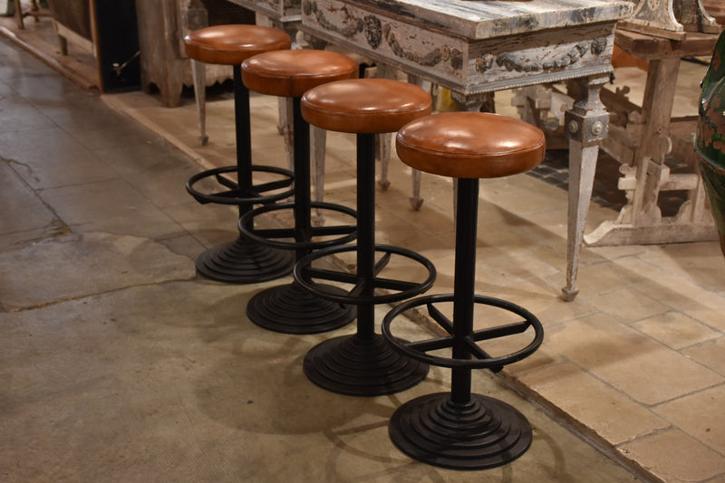 Set of leather barstools with footrest – 1960’s