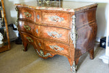 Antique Louis XV style commode with marquetry and marble top