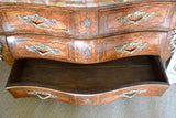 Antique Louis XV style commode with marquetry and marble top