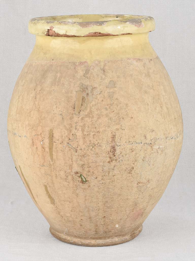 Small 19th century Biot jar with yellow glaze 20½"