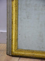 Antique French trumeau mirror with sage and gilt frame 26¾" x 27¼"