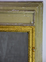 Antique French trumeau mirror with sage and gilt frame 26¾" x 27¼"