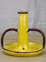 1930's Etienne Noel ceramic candlestick with yellow and brown glaze
