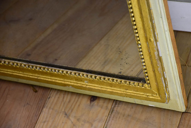 Antique French rectangular mirror with sage and gilt frame 26¾" x 28¾"
