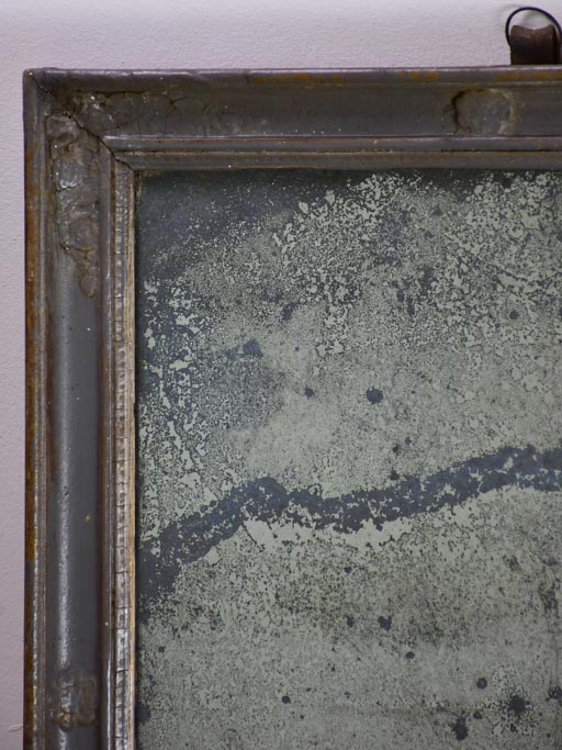 Early 18th Century French mirror with painted frame and heavily timeworn mirror 15¼" x 18½"
