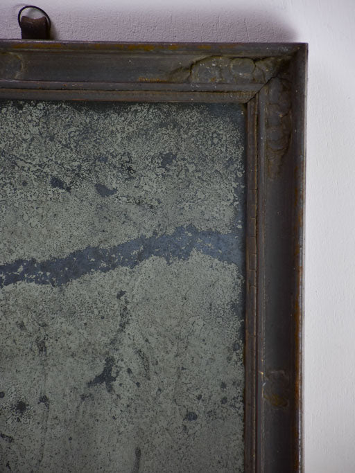 Early 18th Century French mirror with painted frame and heavily timeworn mirror 15¼" x 18½"