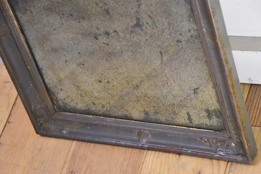 Early 18th Century French mirror with painted frame and heavily timeworn mirror 15¼" x 18½"