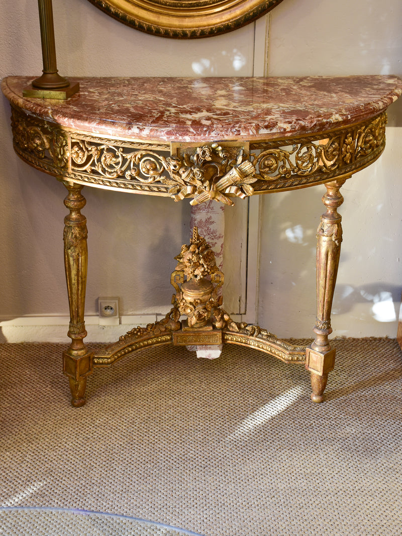 Antique Louis XVI console table with marble top