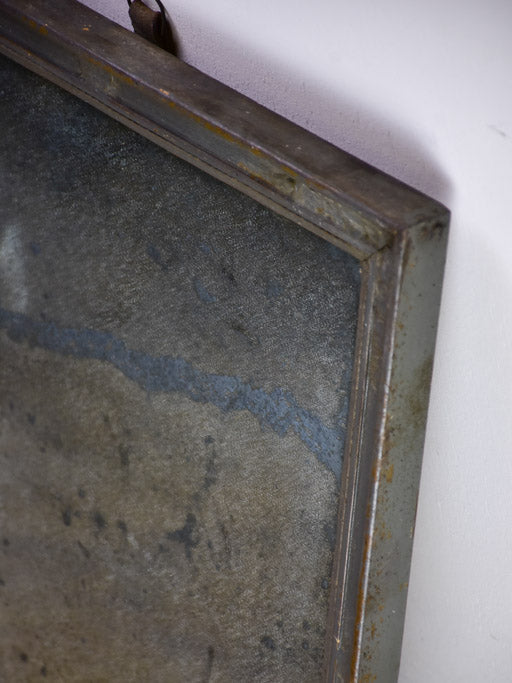 Early 18th Century French mirror with painted frame and heavily timeworn mirror 15¼" x 18½"