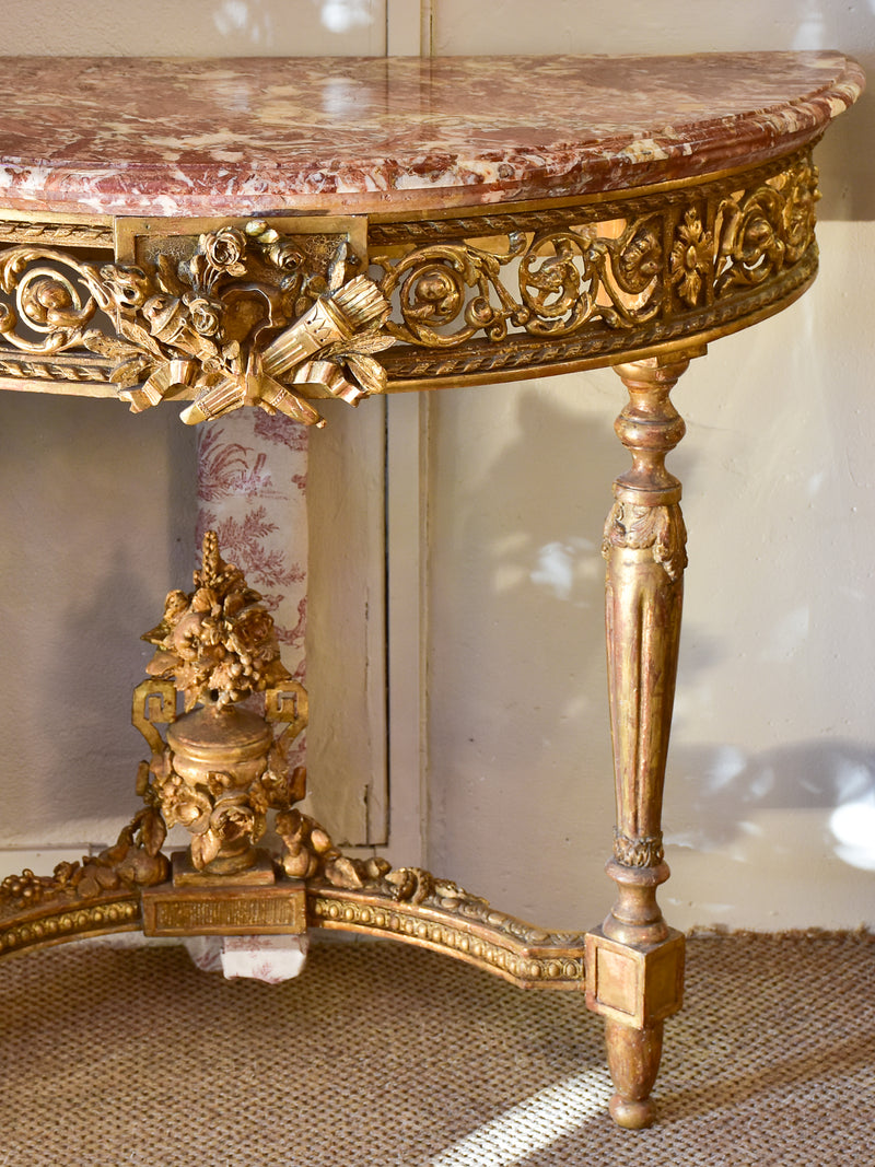 Antique Louis XVI console table with marble top