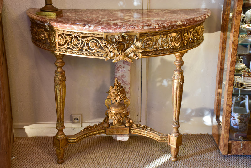 Antique Louis XVI console table with marble top