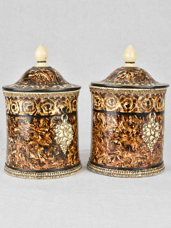 Antique Nougatine Designer Ceramic Lidded Jars