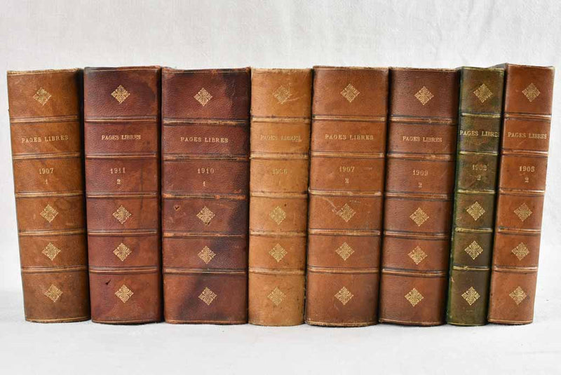 Aged rustic 'Pages Libres' volumes