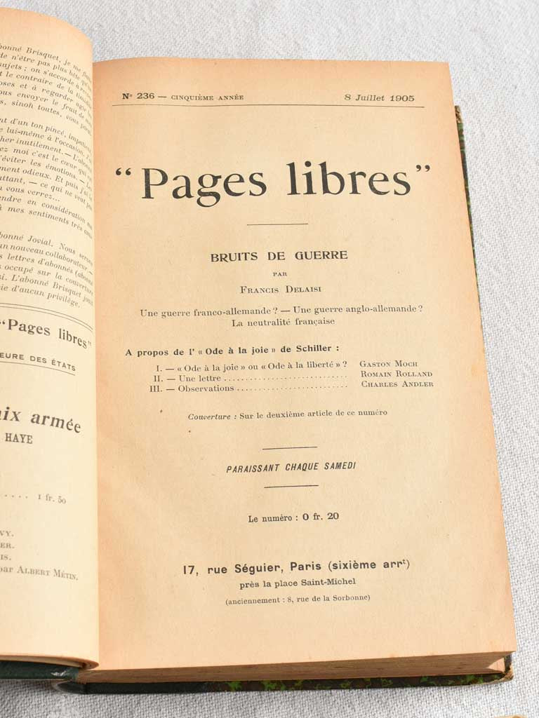Rustic century-old 'Pages Libres' series