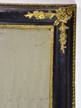Large antique French mirror with black and gold frame 31" x  39½"