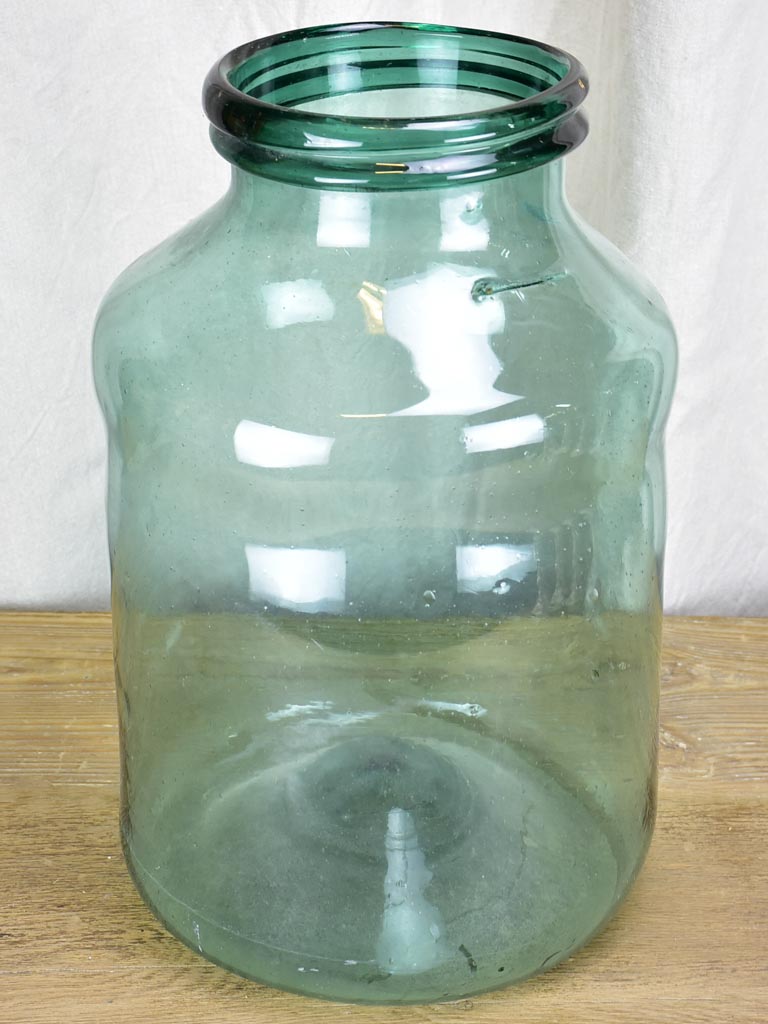 Very large blown glass preserving jar - double lip 17¼"