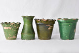 4 green Castelnaudary vases w/ rippled edge - 19th century 8"