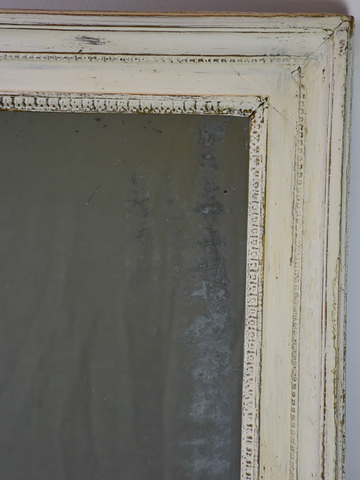 Very large antique French bistro mirror with white frame 46" x 58¼"