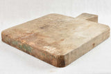 Antique French square cutting board with tapered handle 16½"