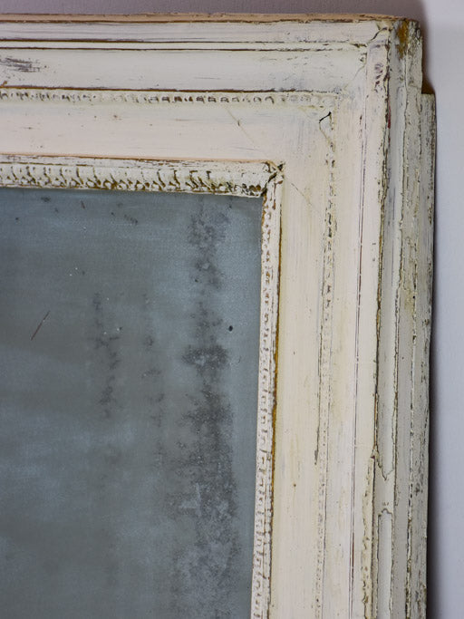 Very large antique French bistro mirror with white frame 46" x 58¼"