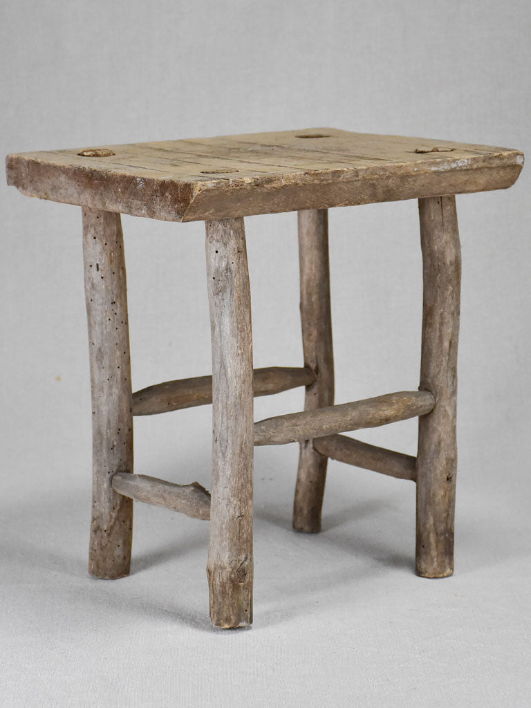 Small rustic wooden stool - rectangular 12½"