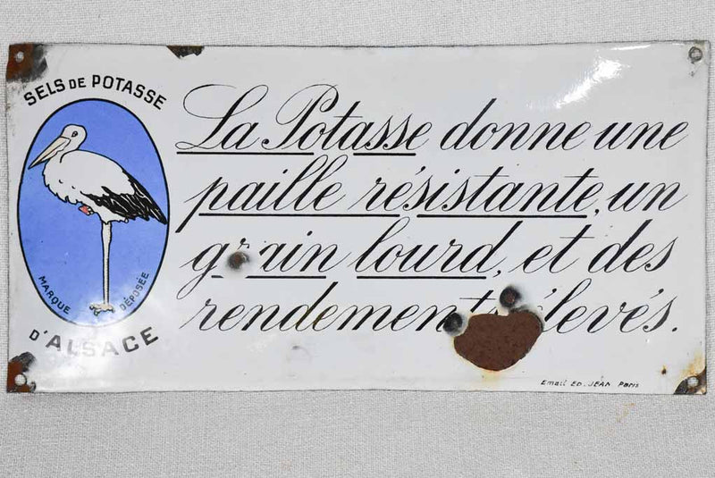 Antique French enamel sign - salt 11¾" x 6"