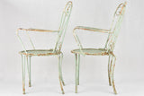 Pair of 1950s garden armchairs with green patina