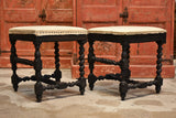 Pair of Louis XIII style stools with black patina