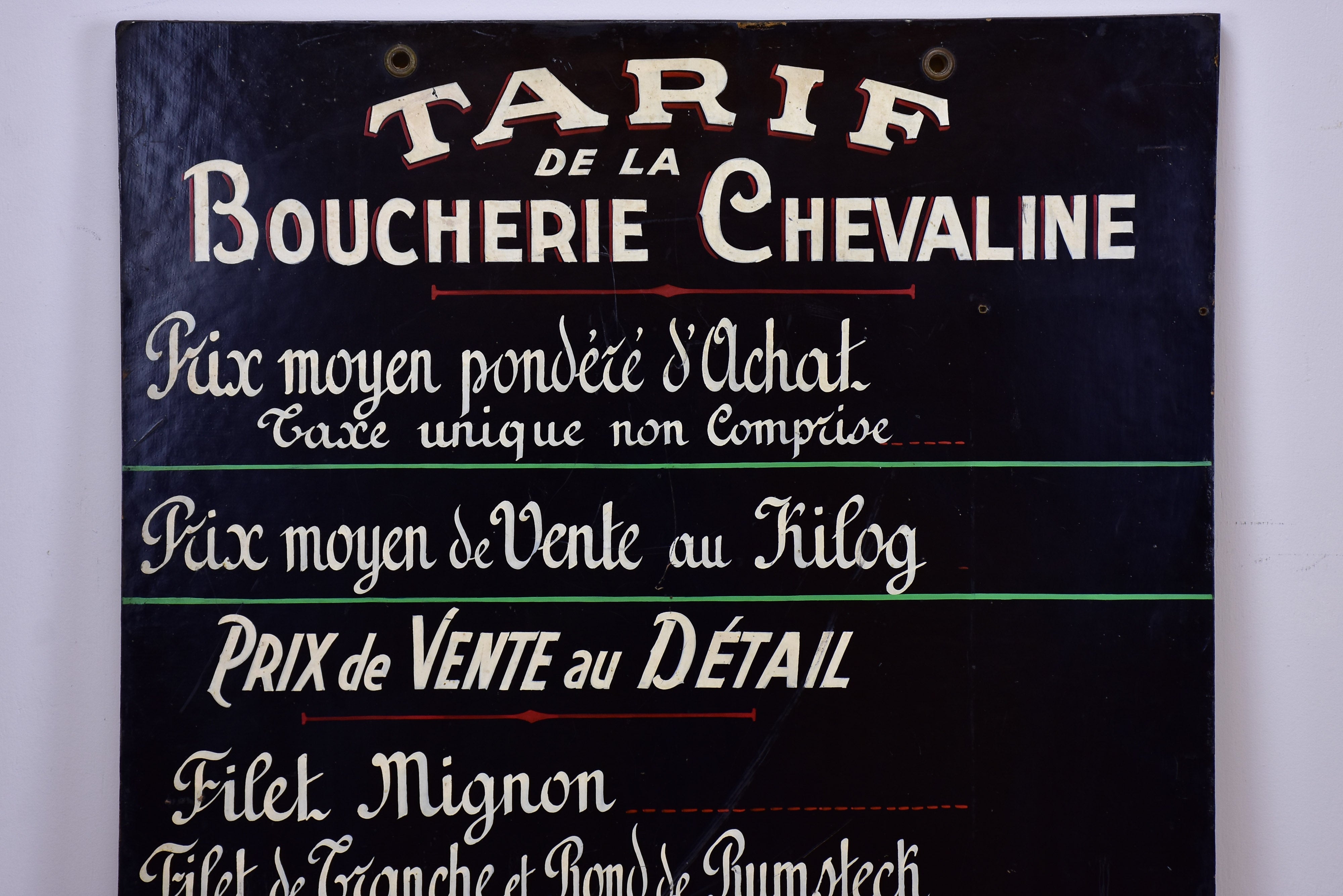 French sign from a butcher's shop 23 ½'' x 35 ½''