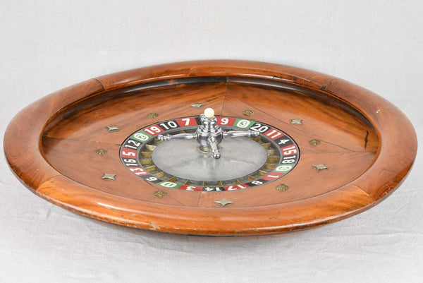 Antique mahogany 24 pocket roulette wheel casino size 33½"