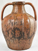 Antique French terracotta walnut oil pitcher from the Auvergne 14¼"