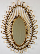 Vintage French mirror - oval with woven cane 18½" x 25½"