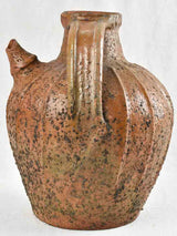 Antique French walnut oil pitcher from the Auvergne - terracotta - 15"