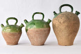 3 gargoulettes w/ green glaze - Beziers 13"